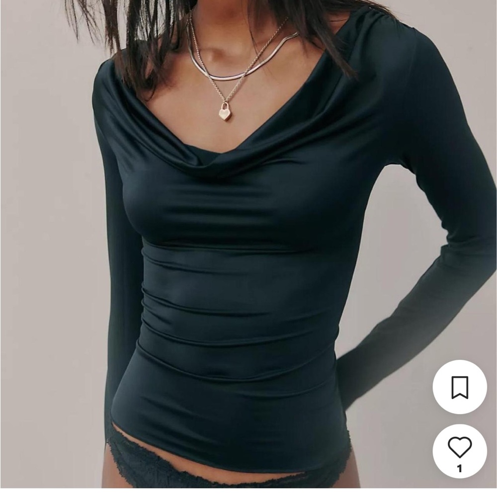 Free People Elegant Black Long Sleeve Top